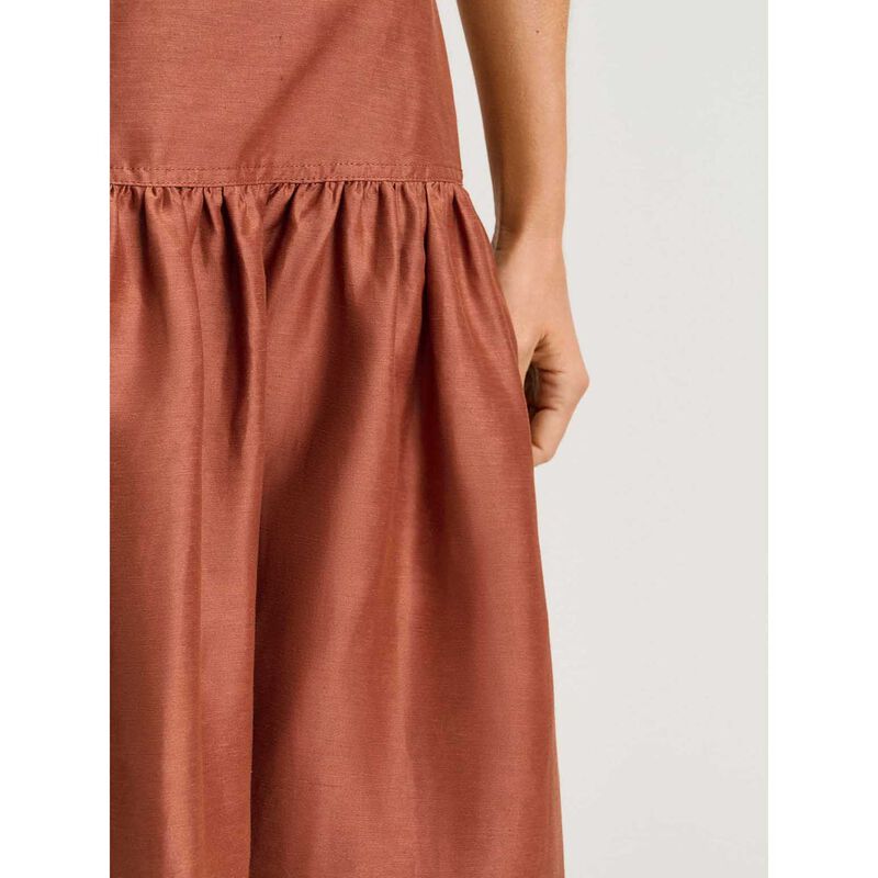 Veronika Maine Linen Viscose Blend Gathered Midi Skirt image number 2